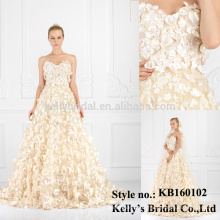 off-shoulder bodice appliquend flower tule wedding dress
